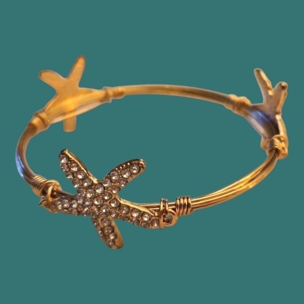 Vtg Goldtone Starfish Bangle Bracelet